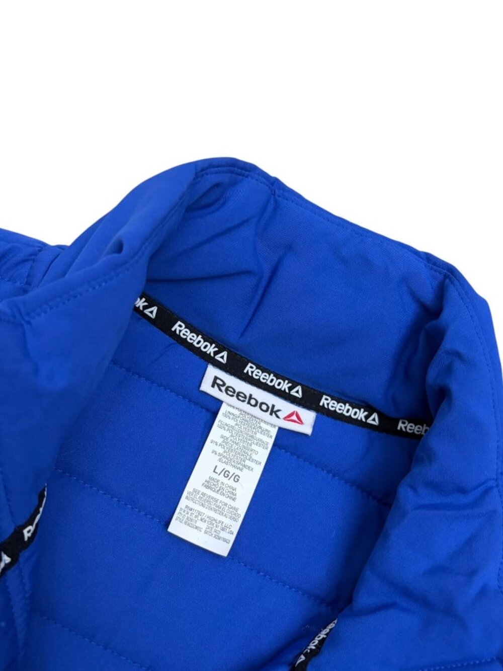 REEBOK Puffer Vest Winter Parka Activewear Blue Vest Mens Large - Picture 2 of 6
